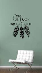 Custom Feather Wall Decal Vinyl Sticker Arrow Art Decor Sign Poster Boho Print Stencil Mural Personalized Text Decals - thumbnail 1