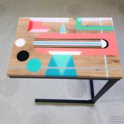 Handmade Epoxy Resin C Table Colorful Sofa Side Table - thumbnail 2