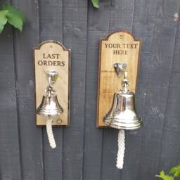 Personalised Last Orders Bell, Home Bar Accessories, Mancave Bell, Dads Shed Essentials, Bar, Garden Man Cave Pub Bell - thumbnail 2