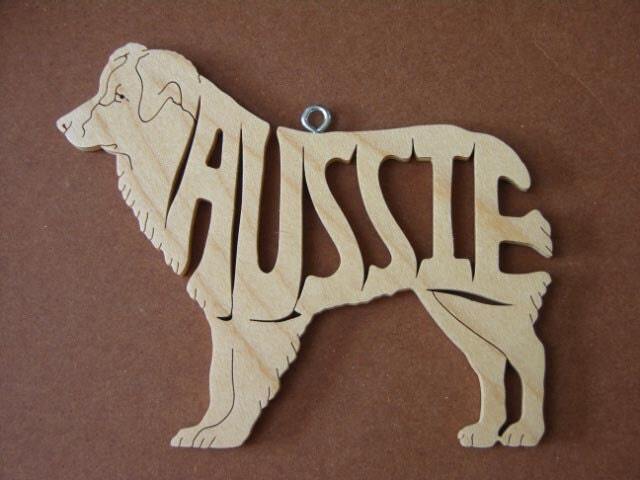 Aussie Australian Shepherd Dog Wooden Decoration Ornaments Wood Cut Out