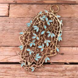 Floral Hamsa Wall Hanging - Jewish Art, Bat Mitzvah Gift - thumbnail 3