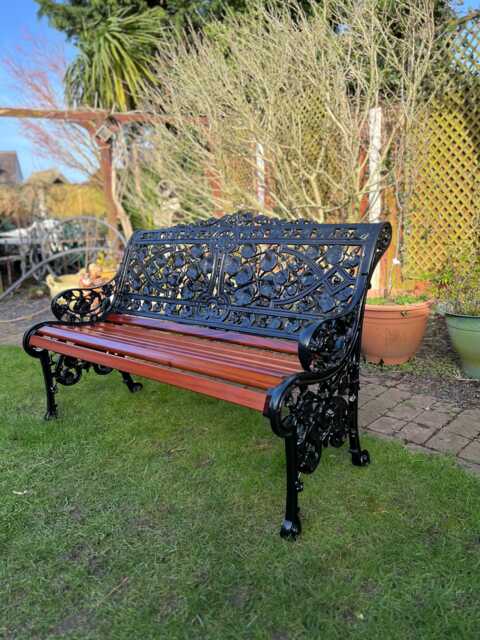 Coalbrookdale Nasturtium Garden Bench in Green With Sapele Slats - image 1
