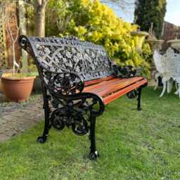Coalbrookdale Nasturtium Garden Bench in Green With Sapele Slats - thumbnail 3