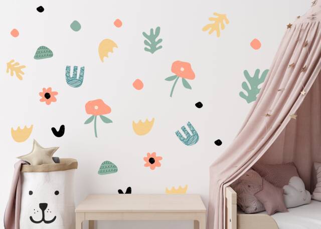 Pastel Floral Wall Decals Abstract Nursery & Office Decor - image 1