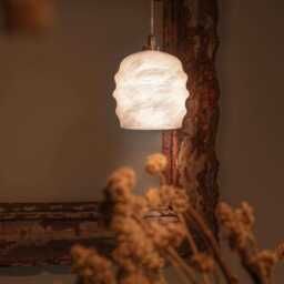 Calliope - Alabaster Pendant Light With Brass Or Nickel Top, Art Deco Lamp, Lighting - thumbnail 2