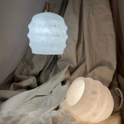 Calliope - Alabaster Pendant Light With Brass Or Nickel Top, Art Deco Lamp, Lighting - thumbnail 3