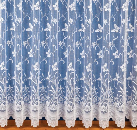 Traditional White Butterfly Net Curtain, Sold By The Metre in Width, Matching Jardini??res Also Available From My Shop - image 1