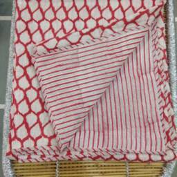 Hand Block Print Cotton Quilt Reversible Indian Bedspread - thumbnail 2