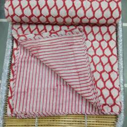Hand Block Print Cotton Quilt Reversible Indian Bedspread - thumbnail 3