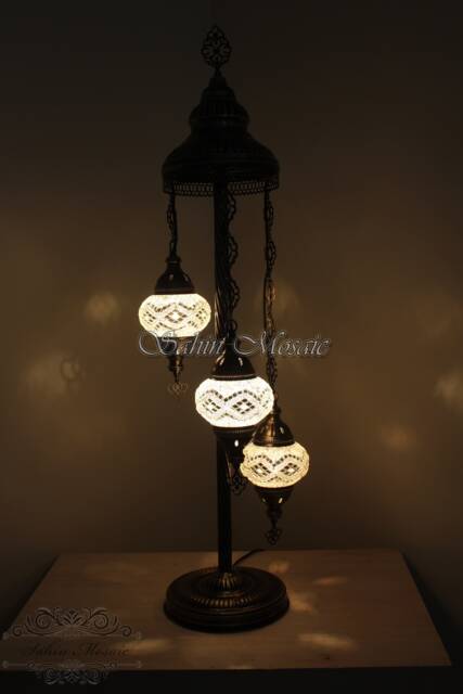 3 Ball Turkish Mosaic Floor Lamp With Medium Globes, Lambader - image 1