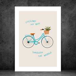 Cycling My Way - Wall Print Abstract Flower Art Quote Gift Idea Bespoke Poster A5 A4 A3 Framed Or Unframed - thumbnail 3