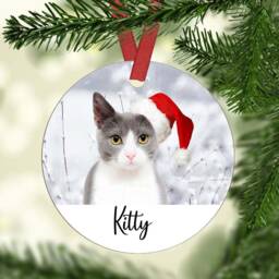 Personalised Pet Christmas Ornament Santa Hat Photo, Ceramic Or Mdf Acrylic - thumbnail 2