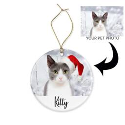 Personalised Pet Christmas Ornament Santa Hat Photo, Ceramic Or Mdf Acrylic - thumbnail 4