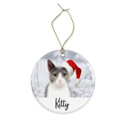 Personalised Pet Christmas Ornament Santa Hat Photo, Ceramic Or Mdf Acrylic - thumbnail 3