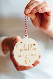 Baby's First Christmas Bauble Ornament 2025 Personalised Keepsake Festive Tree Decoration. 1st Decoration - thumbnail 1