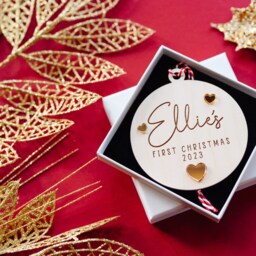 Baby's First Christmas Bauble Ornament 2025 Personalised Keepsake Festive Tree Decoration. 1st Decoration - thumbnail 3