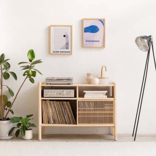 Turntable Stand, Solid Wood Vinyl Record Storage, 102.2 cm - Mesquida Small - image 1
