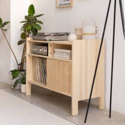 Turntable Stand, Solid Wood Vinyl Record Storage, 102.2 cm - Mesquida Small - thumbnail 3