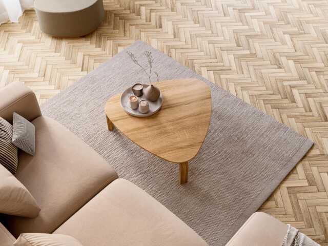Coffee Table - Solid Wood Coffee Table Unique Pebble Mid-Century Living Room - image 1