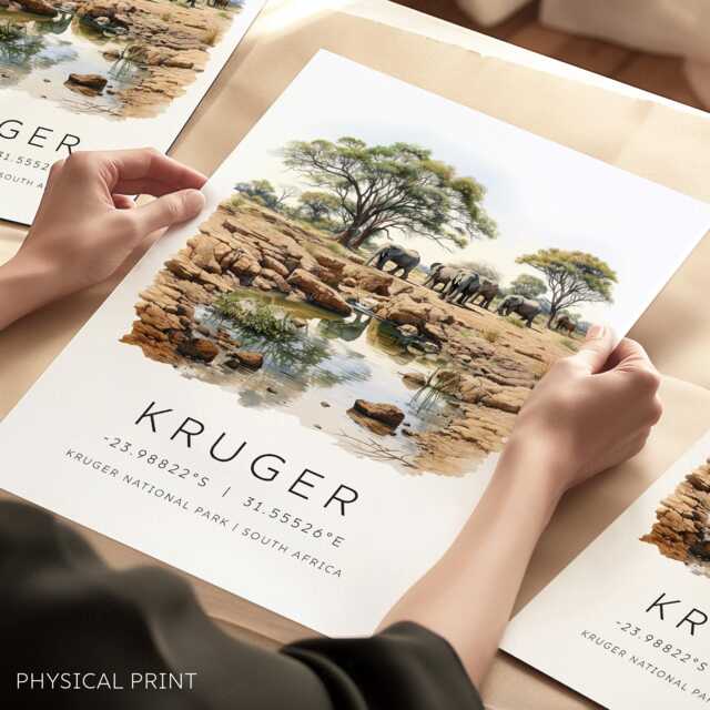 Kruger National Park, South Africa Travel Poster, Safari Prints, Gifts, Safari, Home Decor, Wall Art, Art - image 1