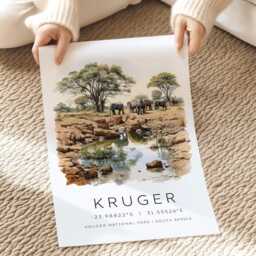 Kruger National Park, South Africa Travel Poster, Safari Prints, Gifts, Safari, Home Decor, Wall Art, Art - thumbnail 2