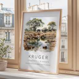 Kruger National Park, South Africa Travel Poster, Safari Prints, Gifts, Safari, Home Decor, Wall Art, Art - thumbnail 3
