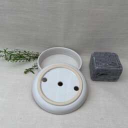 Hand Thrown Ceramic Soap Dish Draining Tray, Cloud White Glaze - thumbnail 2