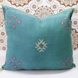Ddp_Set Of 2 New Moroccan Pillows 100% Silk, Absolutely Gorgeous Pillow Berber Home Design Handmade Kilim With Zipper 2P07 - thumbnail 3