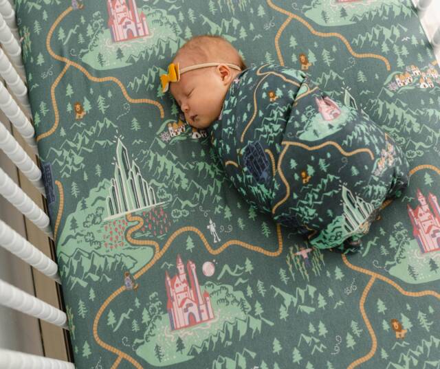 Wizard Of Oz Map Crib Sheet, Soft Bamboo, Emerald City Nursery - image 1