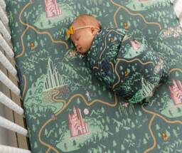 Wizard Of Oz Map Crib Sheet, Soft Bamboo, Emerald City Nursery - thumbnail 1