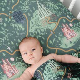 Wizard Of Oz Map Crib Sheet, Soft Bamboo, Emerald City Nursery - thumbnail 3
