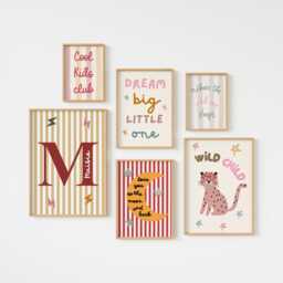 Personalised Scandi Style Childrens Wall Print Set With Pink For Bedroom, Nursery Or Playroom - thumbnail 1