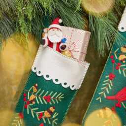 Woodland Stocking, Handmade Christmas Mantel Decor, Rustic Holiday Keepsake, Felt Forest Animal Heirloom Nature-Inspired Gift - thumbnail 2