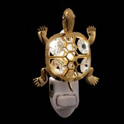24K Gold Turtle Night Light With Swarovski Crystals, Luxury Decor - thumbnail 3