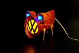 Big Blue Eyes, Creature With Heels. Recycled Art