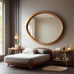 Asymmetrical Wooden Wall Mirror With Organic Frame, Handmade For Living Room Decoration - thumbnail 2
