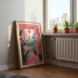 Pink Window Garden Print French Botanical Cactus Wall Art - thumbnail 3