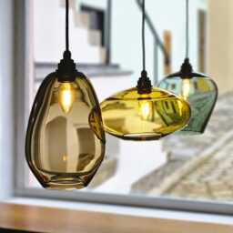 Hand Blown Czech Glass Pendant Light, Bohemian Lighting For Kitchen Island Dining Table - thumbnail 3