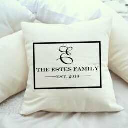 Family Monogram Gift, Cotton Anniversary, 2nd Anniversary Name Pillow, Housewarming Gift For Her, Grandparent Mother's Day - thumbnail 2