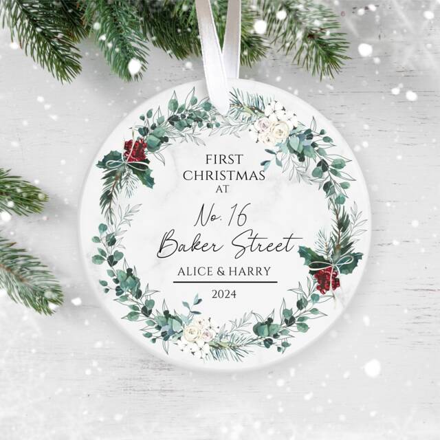 Personalised First Christmas in Our New Home Bauble, Couple Keepsake, Home, Ornament, Housewarming - image 1