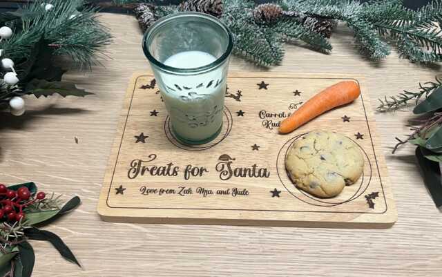 Personalised Wooden Engraved Santa Treat Board - Wooden Christmas Eve Plate - image 1