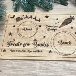 Personalised Wooden Engraved Santa Treat Board - Wooden Christmas Eve Plate - thumbnail 2