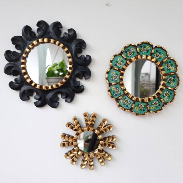 Black Turquoise Mandala - Interior Decoration Wall Mirror Home Decorative Mirrors Peruvian Crafts - image 1