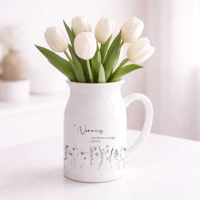 Personalised Flower Jug - Mam, Nana, Nanna, Grandma Gift For Her Idea Grandparent Mother's Day Birthday Nana - image 1