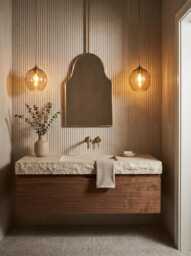 Modern Hanging Brass Mirror - Arch Bathroom Ceiling Mounted Mirrors