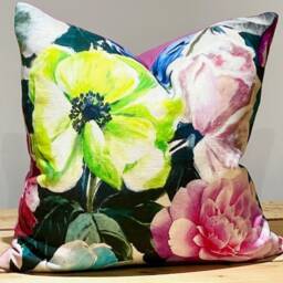 Floral Linen Pillow Cover Designers Guild Pandora Peony, Handmade 18x18 - thumbnail 2
