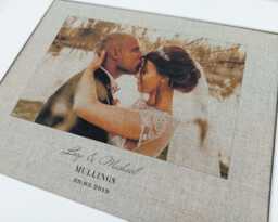 Anniversary Photo Print On Cotton/Linen - Personalized Wedding Picture Keepsake Romantic Gift, Linen Gift For Husband Or Wife - thumbnail 1