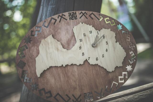 Latvia Map Wall Clock - Wooden Latvian Decor - image 1