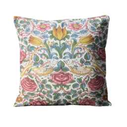 William Morris Rose Linen Cushion Cover Arts & Crafts Throw Pillow - thumbnail 1
