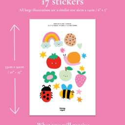 Large Colourful Doodle Fabric Wall Stickers For Girls Nursery - Peel & Stick Removable Decals - thumbnail 2